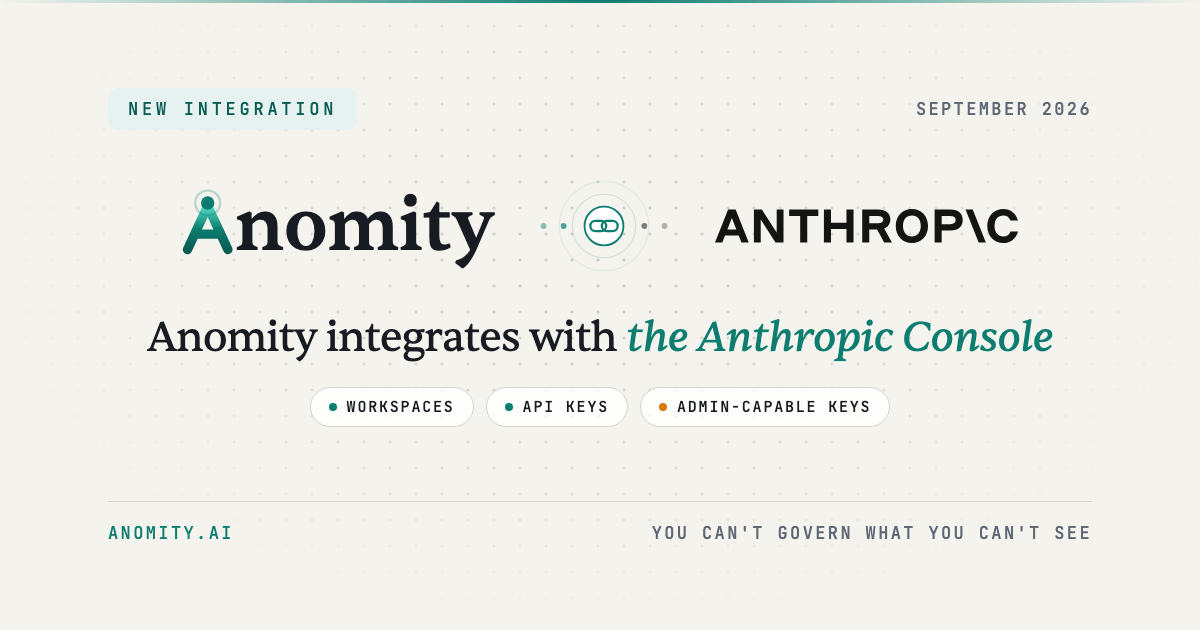 Anomity robot illustrating Anomity Integrates with the Anthropic Console