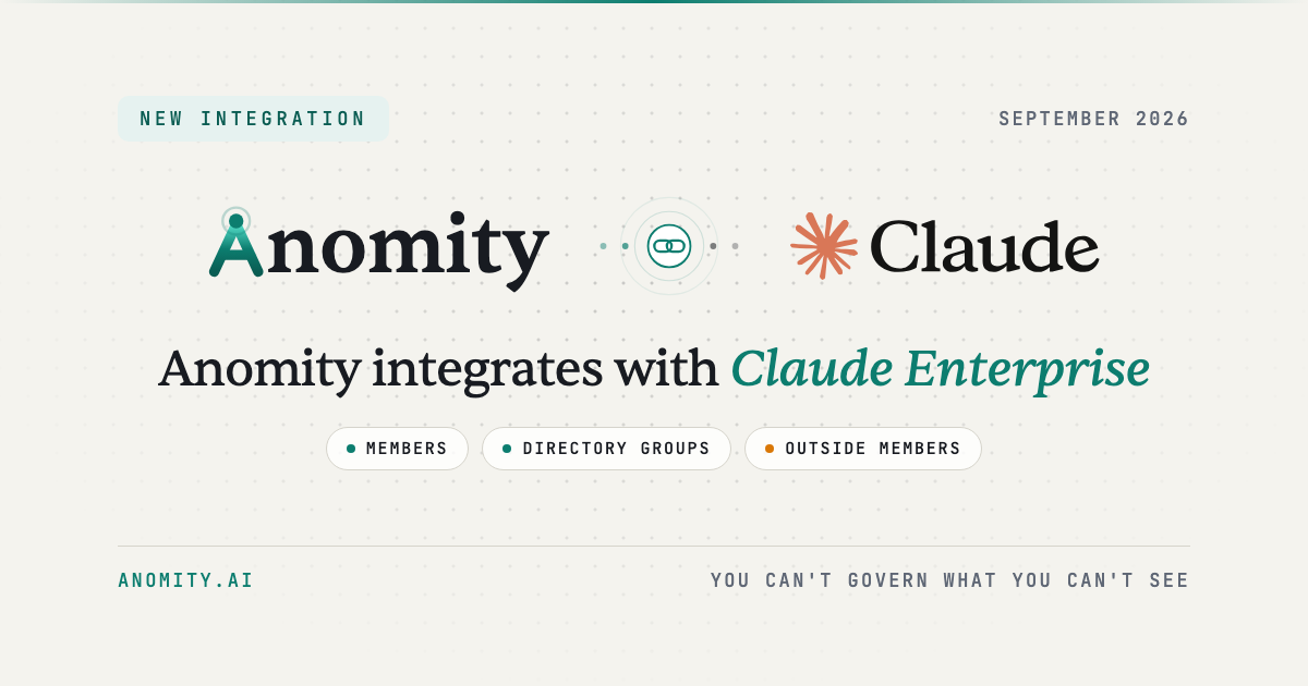 Anomity robot illustrating Anomity Integrates with Claude Enterprise
