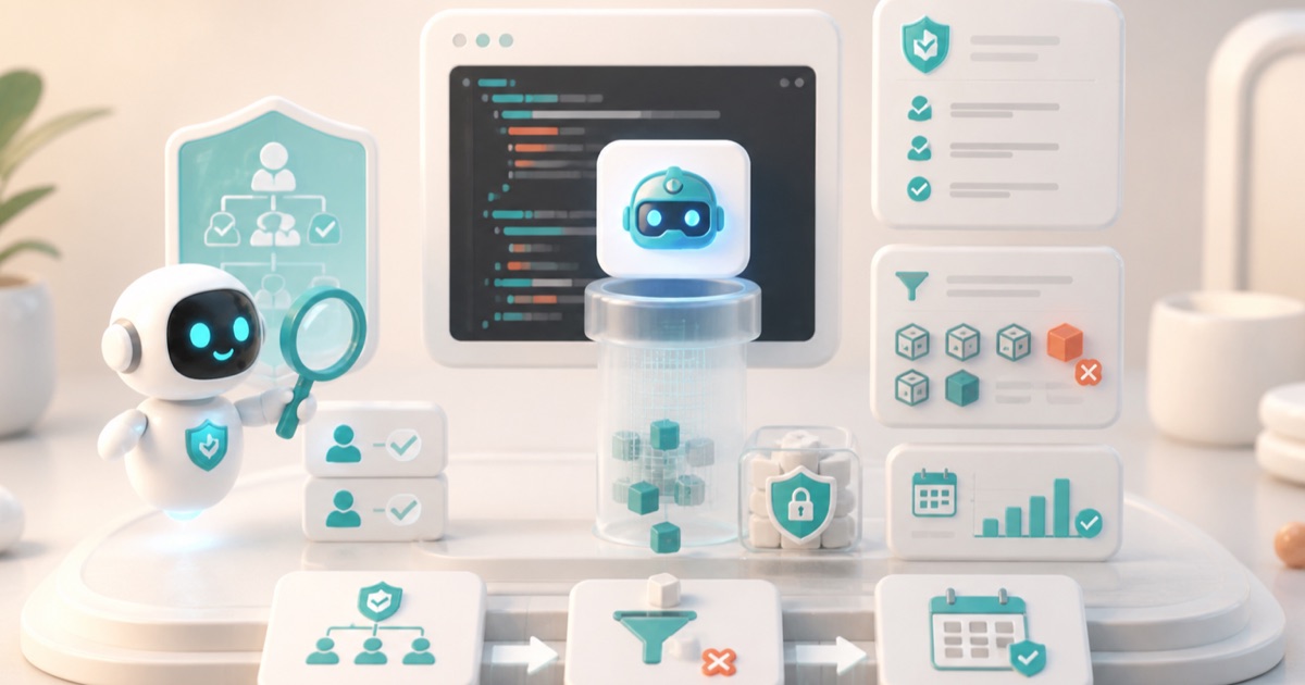 Anomity robot illustrating Governing GitHub Copilot in the Enterprise: Policies, Content Exclusion, and Audit (2026)